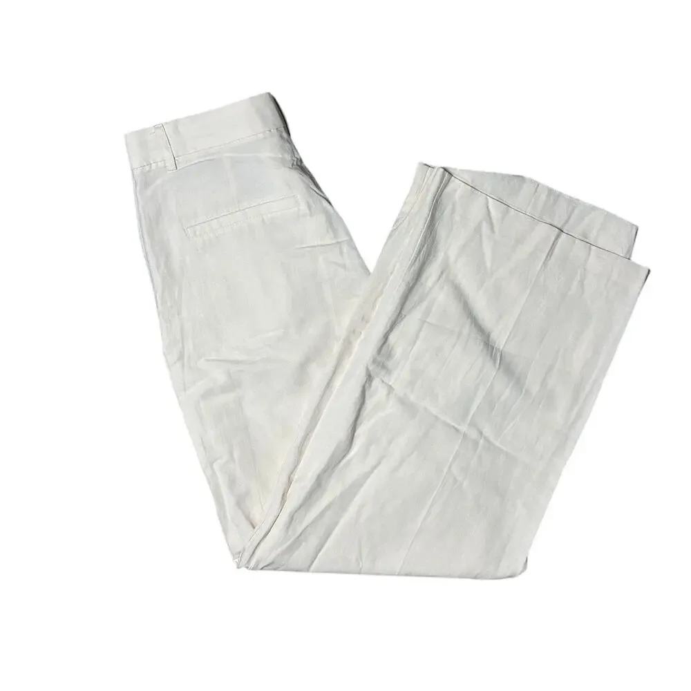 Zara linen blend High Waisted wide leg trousers small